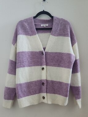 Wynter Purple And White Striped Cardigan